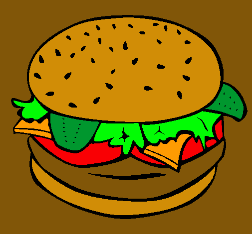 Dibujo Hamburguesa completa pintado por melosa