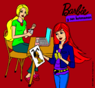 Dibujo Barbie y su hermana merendando pintado por marinafdez