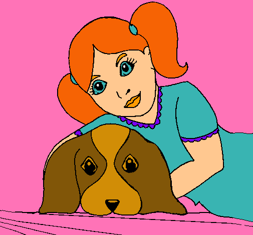 Dibujo Niña abrazando a su perro pintado por melosa
