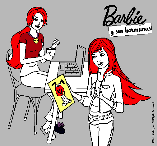 Barbie y su hermana merendando