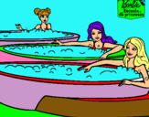 Dibujo Barbie y sus amigas en el jacuzzi pintado por  aqwre