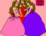 Dibujo Barbie y sus amigas princesas pintado por isabelilla