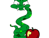 Dibujo Serpiente y manzana pintado por laura22