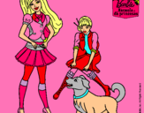 Dibujo Barbie con su perrito y una amiga pintado por CLAyMA