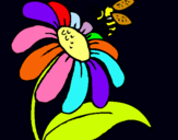 Dibujo Margarita con abeja pintado por luli1001519