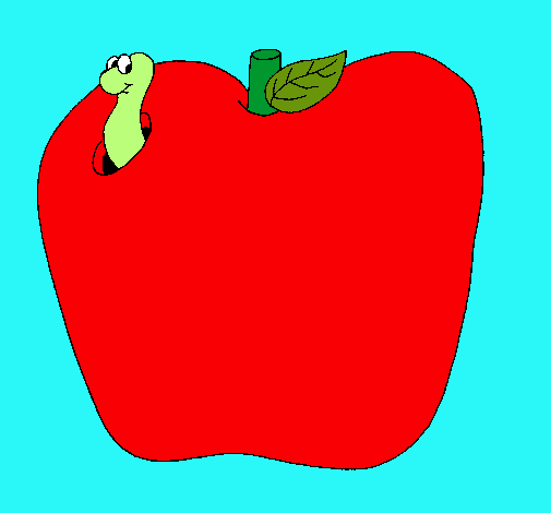 Dibujo Gusano en la fruta pintado por olgam