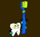 Dibujo Muela y cepillo de dientes pintado por hjggcx