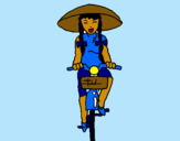 Dibujo China en bicicleta pintado por coro