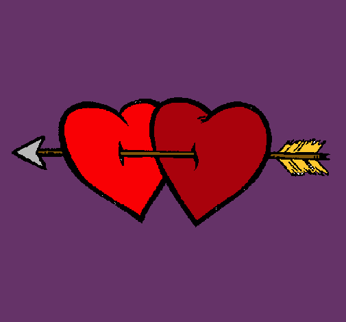 Dibujo Dos corazones con una flecha pintado por lorena886