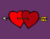 Dibujo Dos corazones con una flecha pintado por lorena886