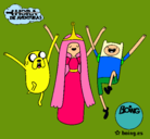 Dibujo Jake, Princesa Chicle y Finn pintado por TITOS