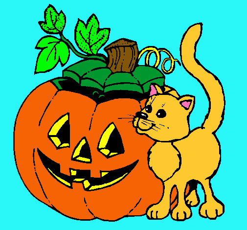 Calabaza y gato