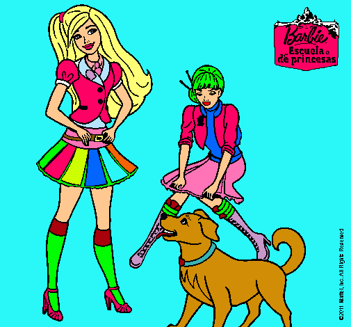 Barbie con su perrito y una amiga