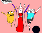 Dibujo Jake, Princesa Chicle y Finn pintado por lautarotom