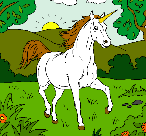 Dibujo Unicornio corriendo pintado por Roxie