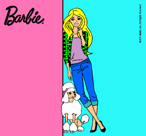 Dibujo Barbie con cazadora de cuadros pintado por leti11