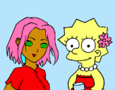 Dibujo Sakura y Lisa pintado por d4uy5ho3i4