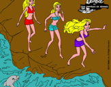 Dibujo Barbie y sus amigas en la playa pintado por salua