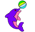 Dibujo Delfín jugando con una pelota pintado por toy72