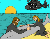 Dibujo Rescate ballena pintado por cangrejitos