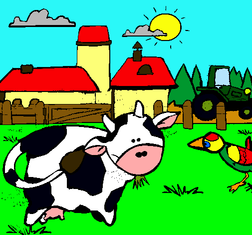 Vaca en la granja