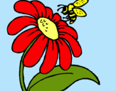 Dibujo Margarita con abeja pintado por jhonnyesteba