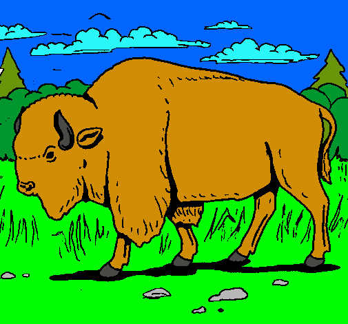 Dibujo Búfalo  pintado por malteada