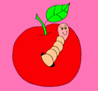 Dibujo Manzana con gusano pintado por orianaa