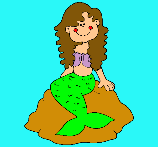 Dibujo Sirena sentada en una roca pintado por Priscii