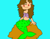 Dibujo Sirena sentada en una roca pintado por Priscii