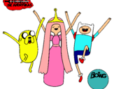 Dibujo Jake, Princesa Chicle y Finn pintado por Patricia20
