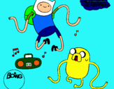 Dibujo Finn y Jake escuchando música pintado por yaiza06