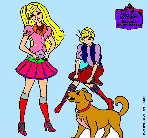 Barbie con su perrito y una amiga