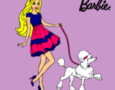 Dibujo Barbie paseando a su mascota pintado por mercedita