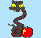 Dibujo Serpiente y manzana pintado por NoPeques