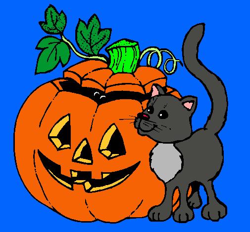 Calabaza y gato