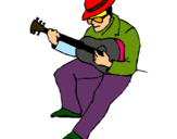Dibujo Guitarrista con sombrero pintado por juan 
