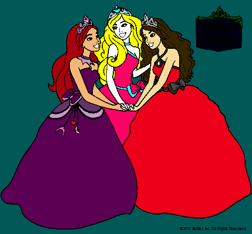 Dibujo Barbie y sus amigas princesas pintado por yalla