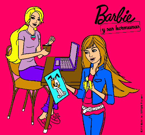 Barbie y su hermana merendando