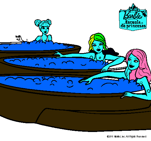 Barbie y sus amigas en el jacuzzi