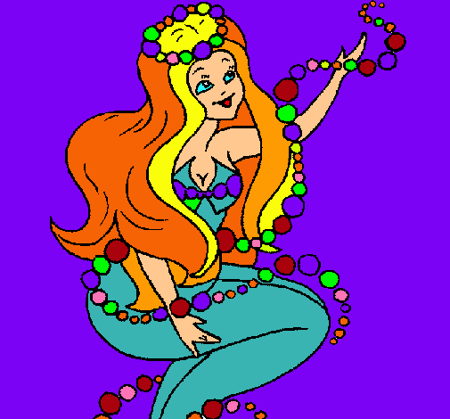 Dibujo Sirena entre burbujas pintado por melosa