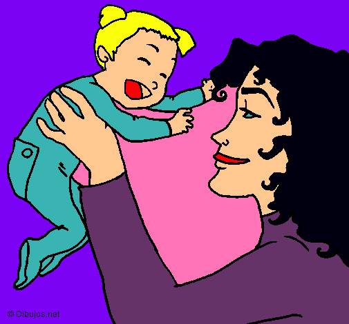 Dibujo Madre con su bebe pintado por melosa