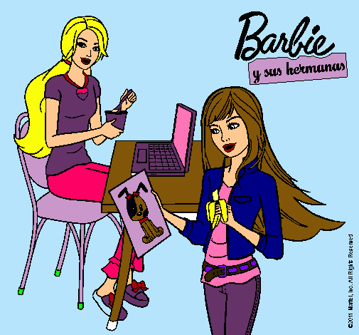 Barbie y su hermana merendando