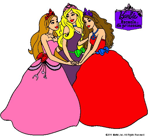 Dibujo Barbie y sus amigas princesas pintado por zhamaka
