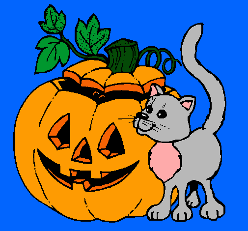 Calabaza y gato