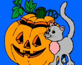 Dibujo Calabaza y gato pintado por mikeyla