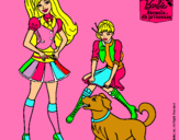 Dibujo Barbie con su perrito y una amiga pintado por ANAKJGJDRK