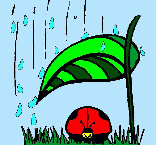 Dibujo Mariquita protegida de la lluvia pintado por melosa