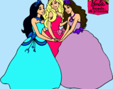 Dibujo Barbie y sus amigas princesas pintado por Amarawapa