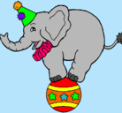 Dibujo Elefante encima de una pelota pintado por javi123